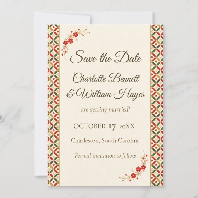 Reserve A Data Festive Japanese Blossom Save the Date (Frente)