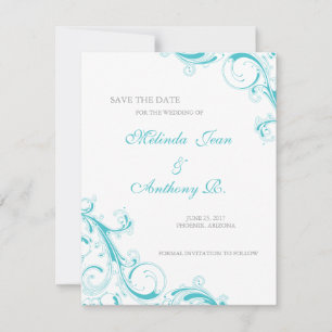 Reserve A Data Filigree Swirl Blue Curacao Salvar a Data