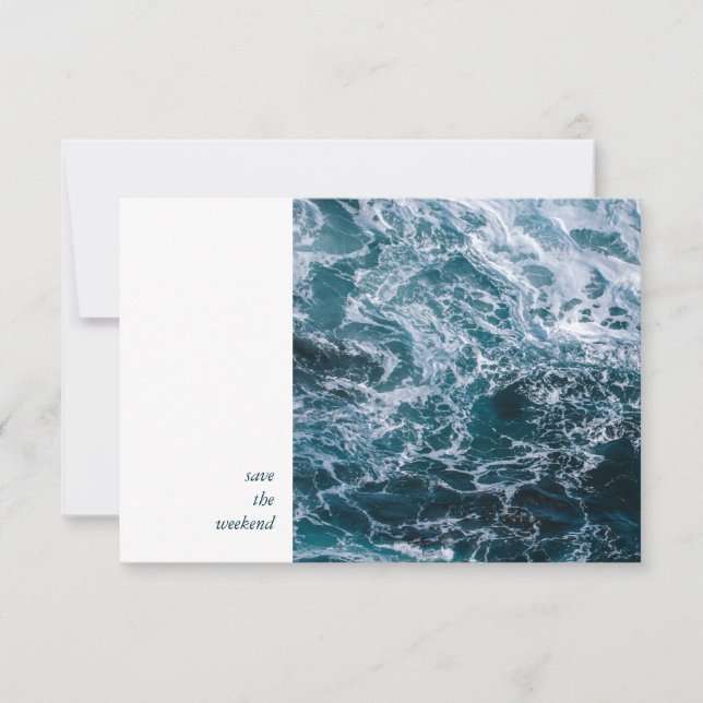 Reserve A Data Fim de Semana de Casamento do Oceano Azul com Foto (Frente)