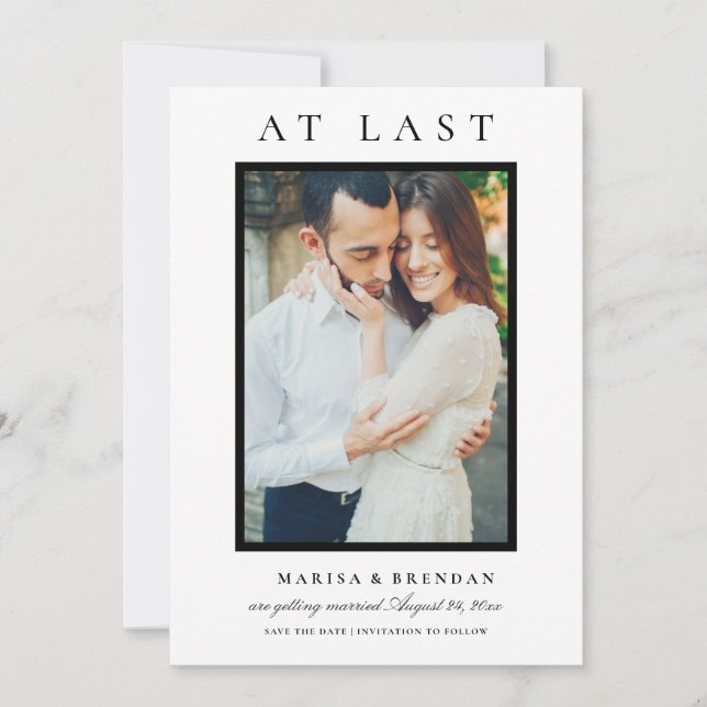 Reserve A Data Finalmente, a Elegante Foto Preta e Branca (Frente)