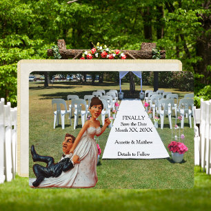 Reserve A Data Finalmente, salve a data da placa de Casal engraça