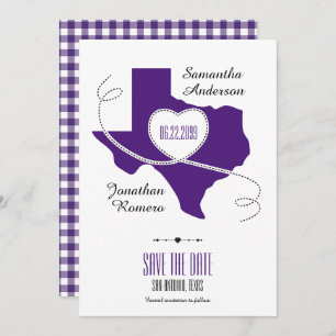Reserve A Data Fita de Curling do Texas Roxo Salve a Data