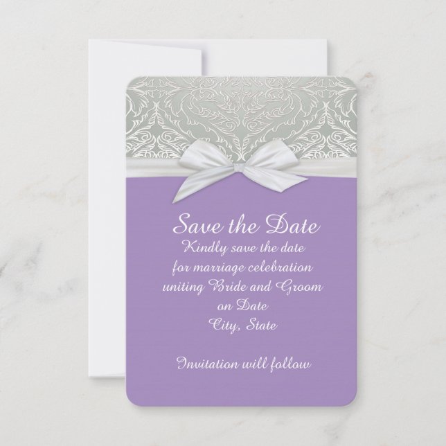 Reserve A Data Fita Roxo/Lace Lace Defeito Guardar data (Frente)