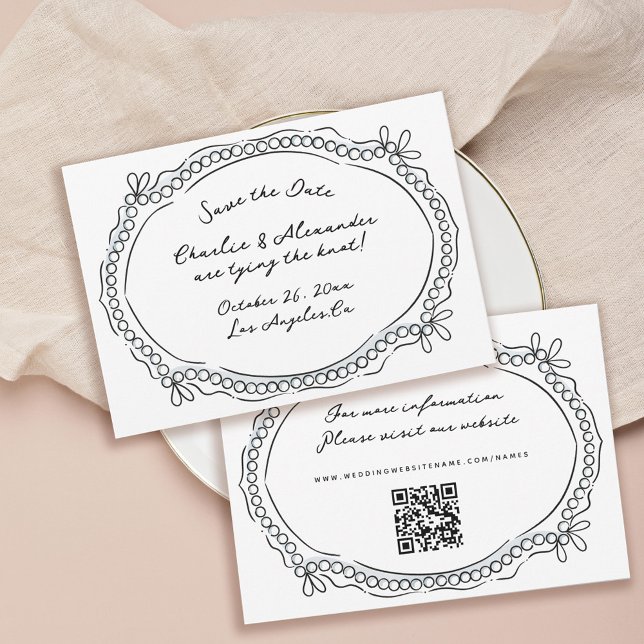 Reserve A Data Fitas e pérolas de caneta e tinta (Criador carregado)