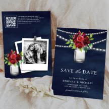 Flair Floral Vermelho Borgonha Código QR Casamento