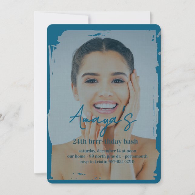 Reserve A Data Flakes Frame Winter Birthday Bash Invitation (Frente)