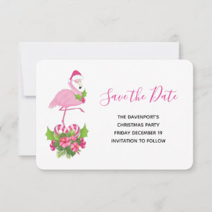 Reserve A Data Flamingo cor-de-rosa no Natal Whimsso de Santa Hat