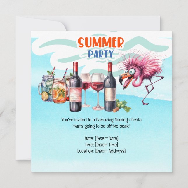 Reserve A Data Flamingo Funny Design para festa (Frente)