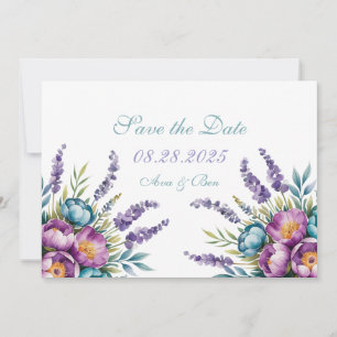 Reserve A Data Flauta de Casamento com Flores Silvestres Roxas e