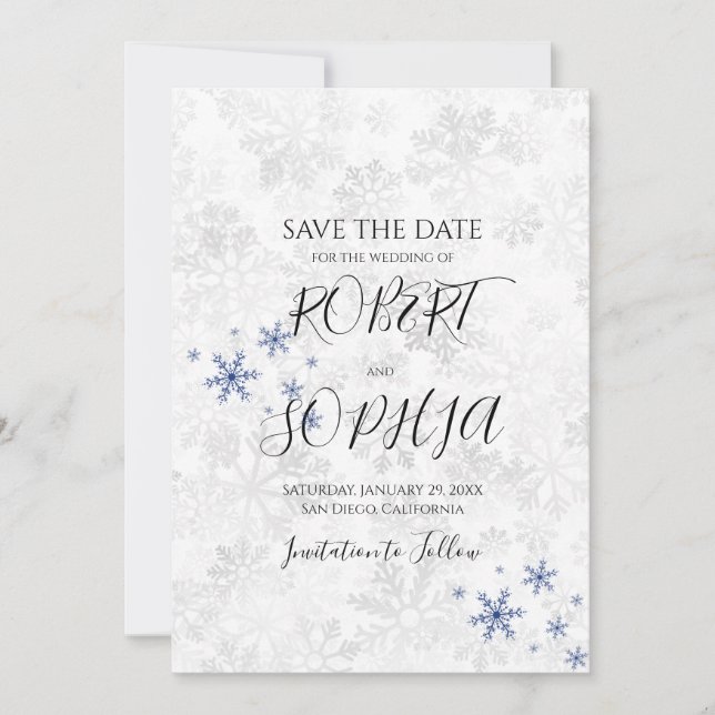 Reserve A Data Floco de Neve de Inverno Casamento Salvar a Data (Frente)