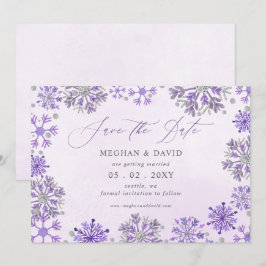 Reserve A Data Flocos de Neve Prata Roxo Natal Inverno Casamento