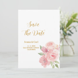 Reserve A Data Flor de Aquarela ROSA