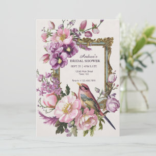 Reserve A Data Flor de aquarela rosa desabrochando pássaro Chuvei