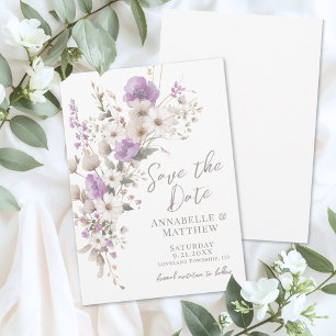 Reserve A Data Flor de Campo Elegante Roxo Casamento Floral