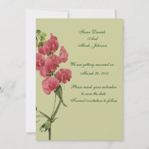 Reserve A Data Flor de Ervilha Doce Rosa Casamento Salvar A Data
