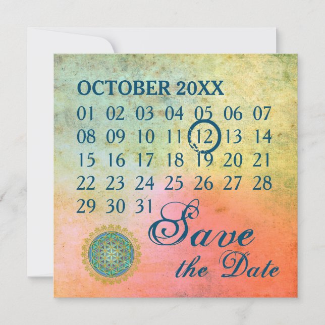 Reserve A Data Flor de Vida - Calendário Personalizado - salvar a (Frente)