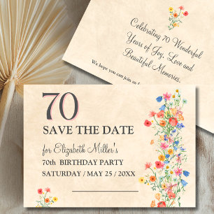 Reserve A Data Flor Silvestre Aniversário de 70 anos Elegante