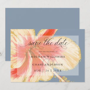 Reserve A Data Flor Tropical Escarlate e Amarela Aquarela  Salvo
