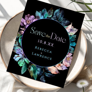 Reserve A Data Florais coloridos elegantes casamento negro