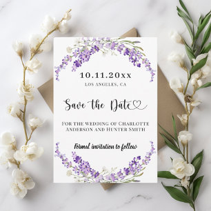 Reserve A Data Florais de lavanda para casamento save the date