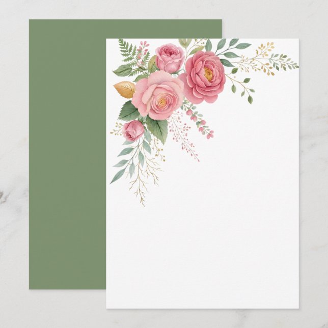 Reserve A Data Florais Rosa Cor-de-Rosa Personalizados (Frente/Verso)