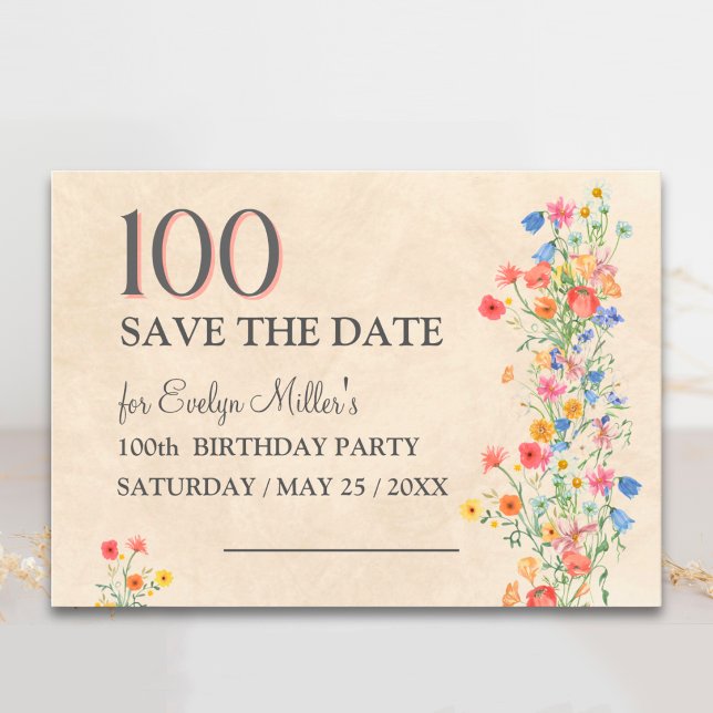 Reserve A Data Floral 100º Aniversário – Flores Silvestres Elegan (Criador carregado)