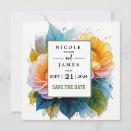 Reserve A Data Floral Aquarela Chique