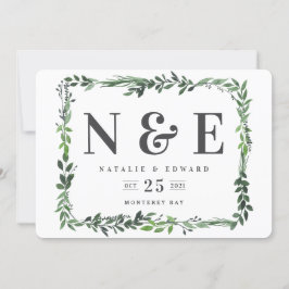 Reserve A Data floral aquarela folhagem salvar a data