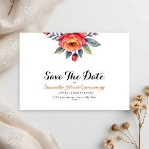 Reserve A Data Floral Aquarela Moderna para Quinceanera de 15 ano