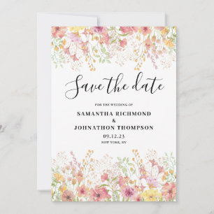Reserve A Data Floral Aquarela Rosa