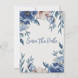 Reserve A Data Floral Azul de Cor de Água Suave