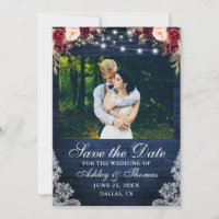 Floral Azul Rustico de Madeira Luzes Foto Burgundy