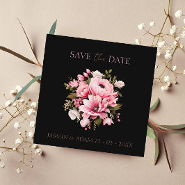Reserve A Data Floral Black Pink Flowers Dark Aestética Casamento