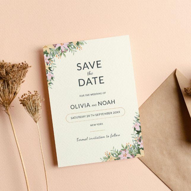 Reserve A Data Floral boho wedding save the date (Criador carregado)