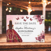 Floral Burgundy Salve a Data Aniversário Quinceane