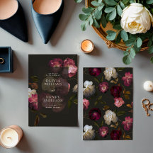 Floral Burgundy Sombrio Preto Elegante Romântico
