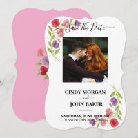 Floral Casamento Save The Date - Ervilha-de-cheiro