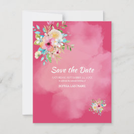 Reserve A Data Floral Cor-De-Rosa Negra 16 Flat Save The Date Car