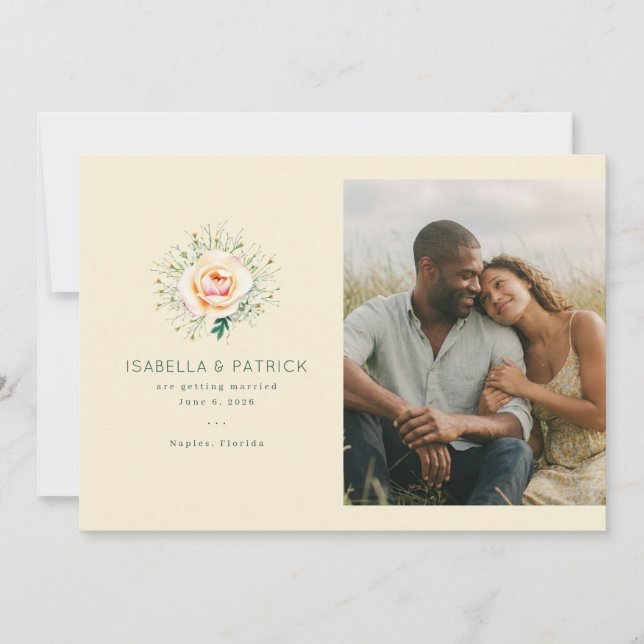 Reserve A Data Floral Creme Romântico (Frente)
