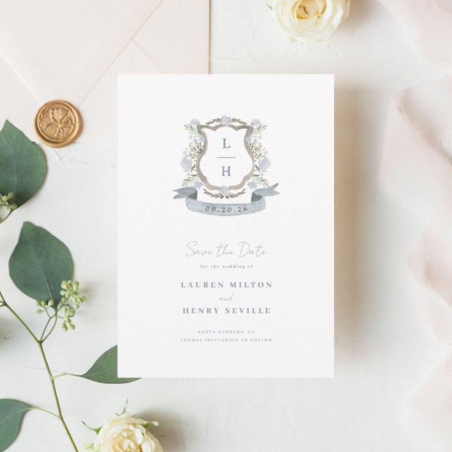 Reserve A Data Floral Crest Wedding (Criador carregado)