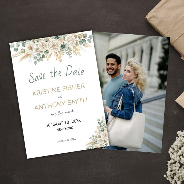 Reserve A Data Floral de Blush Elegante Salve a placa de data (Elegant Blush Floral Save the Date Card)