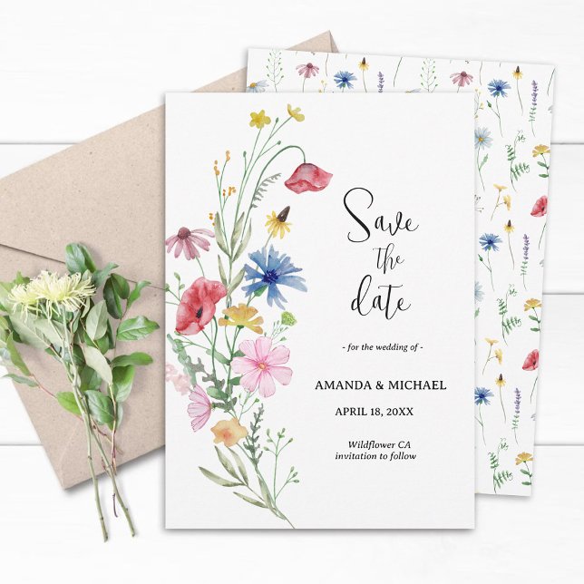 Reserve A Data Floral de Casamento de Flor Silvestre (Criador carregado)