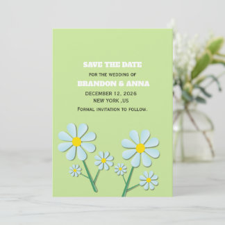 Reserve A Data Floral de Margarida Minimalista Fofa de Primavera