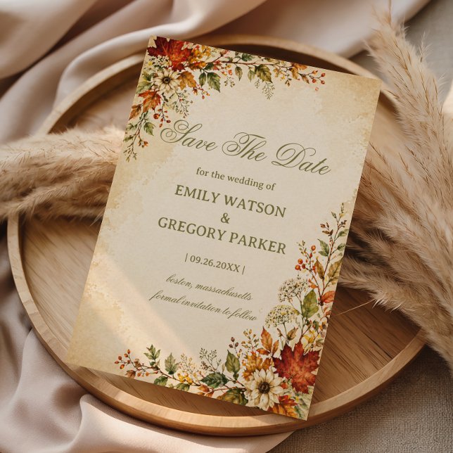 Reserve A Data Floral de Outono Vintage (Criador carregado)