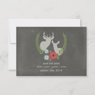 Reserve A Data Floral Deer Chalk Inspirado Salvar Data