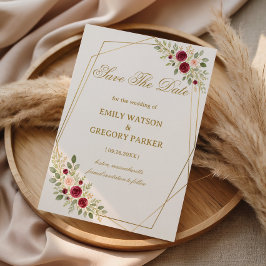 Reserve A Data Floral Dourado Elegante