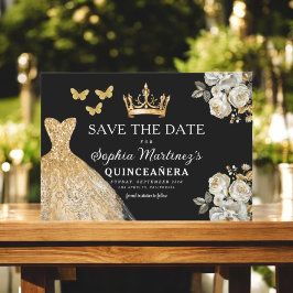 Reserve A Data Floral Dourado Salve a Data Aniversário Quinceaner