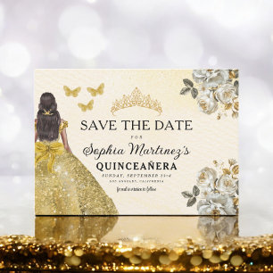 Reserve A Data Floral Dourado Salve a Data Aniversário Quinceaner
