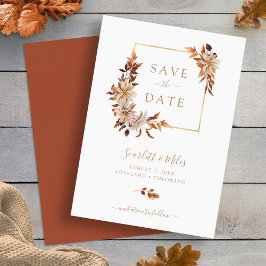 Reserve A Data Floral em Aquarela de Outono em Moldura Quadrada D