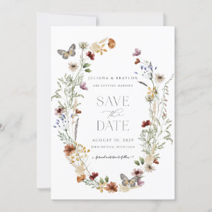 Reserve A Data Floral Floral De Flores Selvagens Salvar Data